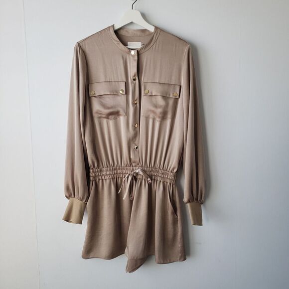 Ramy brook sand dale long puff-sleeve romper size S